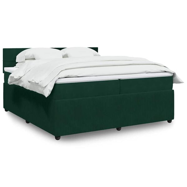 vidaXL Sommier &agrave; lattes de lit et matelas Vert fonc&eacute; 200x200cm Velours