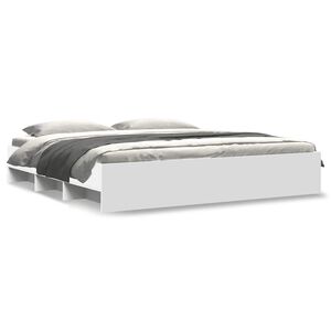 vidaXL Cadre de lit sans matelas blanc 200x200 cm bois d'ing&eacute;nierie