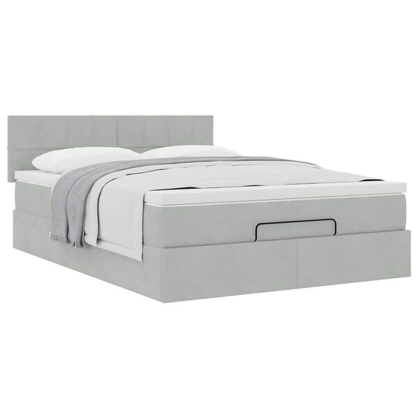 vidaXL Cadre de lit ottoman et matelas gris clair 140x190 velours