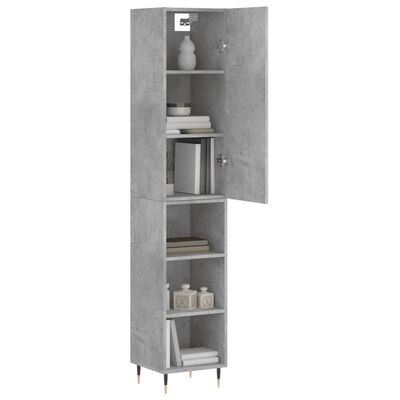 vidaXL Buffet haut Gris béton 34,5x34x180 cm Bois d'ingénierie