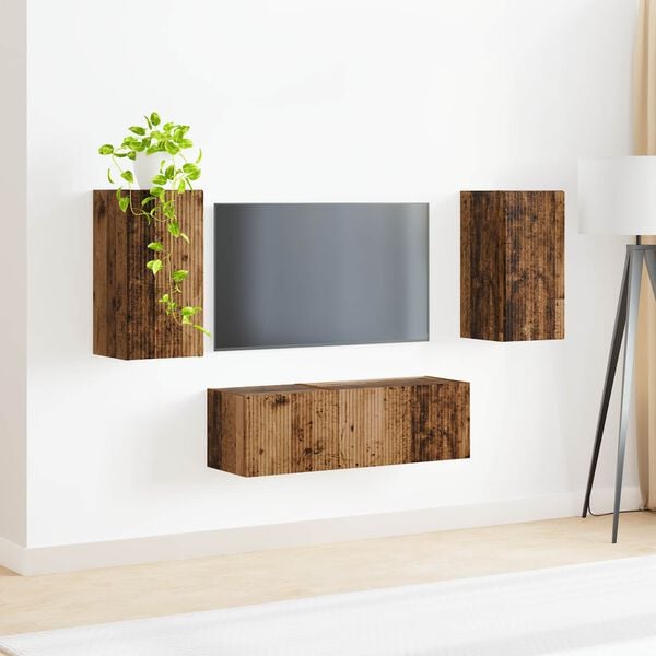 vidaXL Ensemble de meuble TV mural 4 pcs Bois ancien Bois d'ing&eacute;nierie