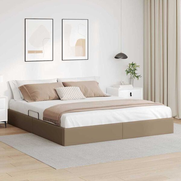 vidaXL Lit de Rangement avec matelas Cappuccino 180 x 200 cm Faux cuir