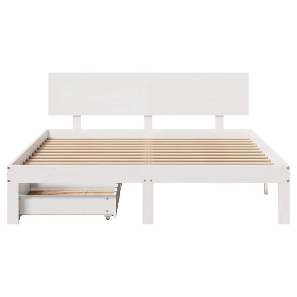 vidaXL Cadre de lit avec tiroirs sans matelas blanc 120x200 cm