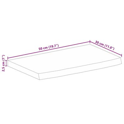 vidaXL Dessus de table à bord vivant 50x30x2,5 cm bois massif manguier