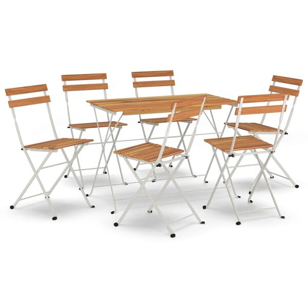 vidaXL Ensemble de bistro pliable 7 pcs bois d'acacia solide et acier