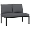 vidaXL Salon de jardin 3 pcs avec coussins noir aluminium