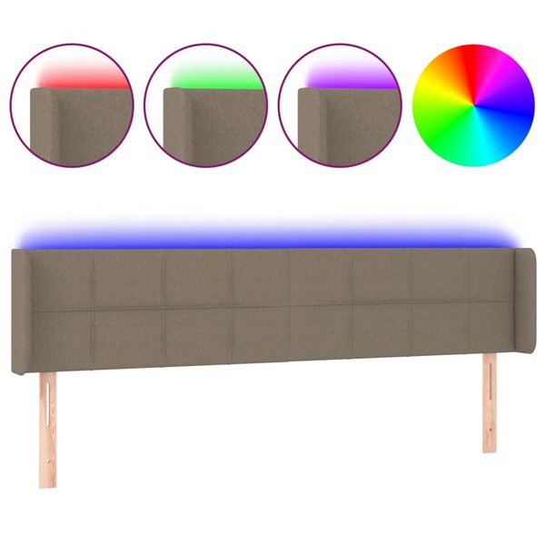 vidaXL T&ecirc;te de lit &agrave; LED Taupe 183x16x78/88 cm Tissu