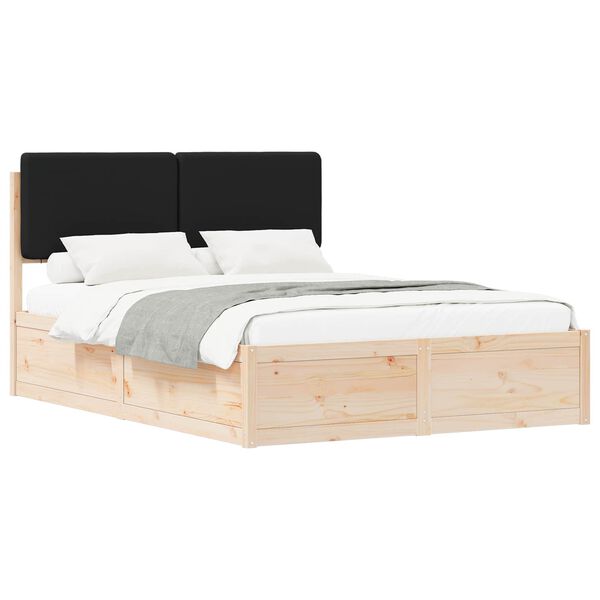 vidaXL Cadre de lit avec t&ecirc;te de lit rembourr&eacute;e Noir 135 x 190 cm