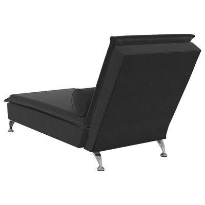 vidaXL Chaise longue de massage avec traversin noir velours