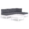 vidaXL Salon de jardin 5 pcs avec coussins blanc bois de pin