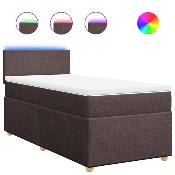 vidaXL Sommier &agrave; lattes de lit avec matelas Marron fonc&eacute; 90x200 cm