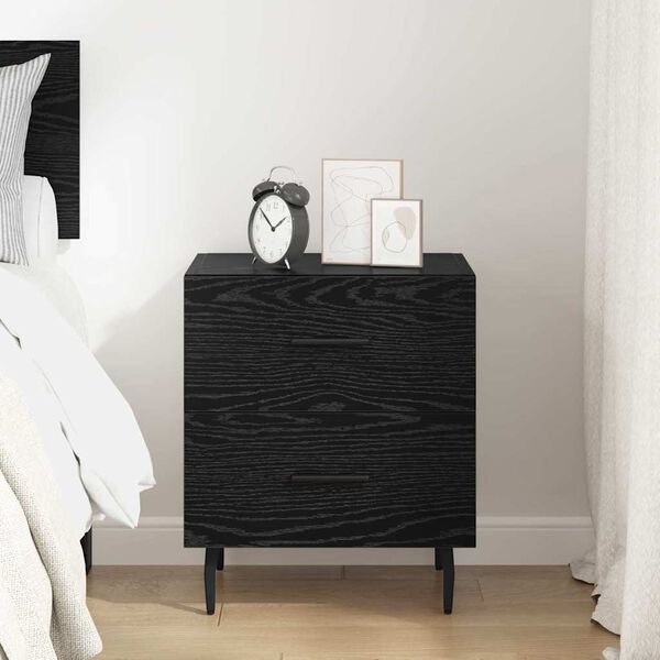 vidaXL Cabinet de chevet avec tiroir Ch&ecirc;ne noir 40 x 35 x 47,5 cm
