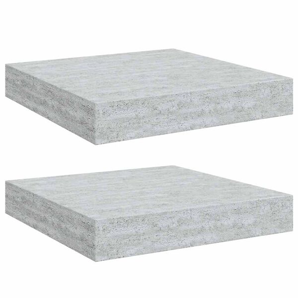 vidaXL &Eacute;tag&egrave;res murales flottantes 2 pcs gris b&eacute;ton 23x23,5x3,8 cm MDF