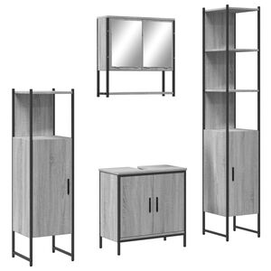 vidaXL Ensemble de meubles de salle de bain 4 pcs Sonoma gris