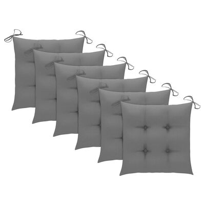 vidaXL Chaises de jardin empilables avec coussins 6 pcs Teck solide