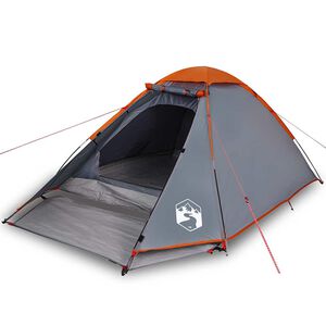 vidaXL Tente de camping &agrave; d&ocirc;me 4 personnes gris et orange imperm&eacute;able