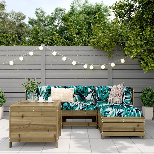 vidaXL Salon de jardin 5 pcs bois de pin impr&eacute;gn&eacute;