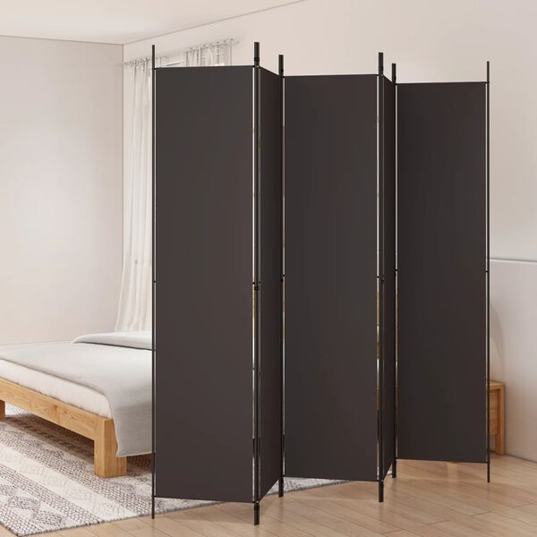 vidaXL Cloison de s&eacute;paration 5 panneaux Marron 250x220 cm Tissu