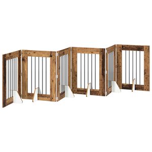 vidaXL Porte de chien pliable avec supports 6 pc Bois ancien 362 cm
