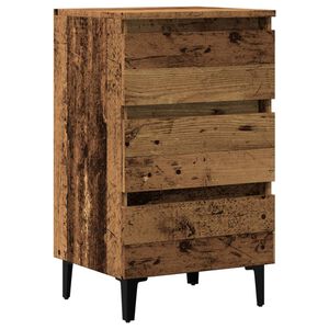 vidaXL Table de chevet avec pieds en m&eacute;tal vieux bois 40x35x69 cm