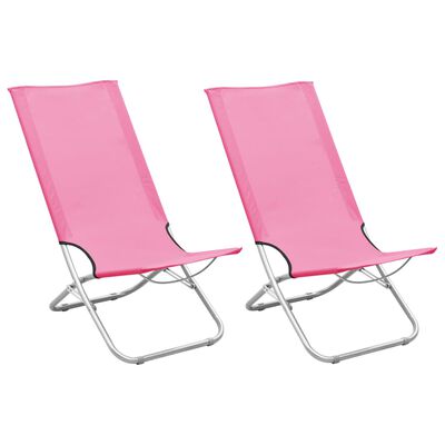 vidaXL Chaises de plage pliables lot de 2 Rose Tissu