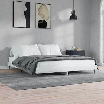 vidaXL Cadre de lit sans matelas blanc brillant 200x200 cm