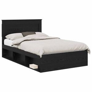 vidaXL Cadre de lit avec tiroir Uni Noir 120 x 190 cm Pin massif