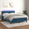 vidaXL Sommier &agrave; lattes de lit avec matelas LED Bleu fonc&eacute; 140x190 cm