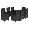 vidaXL Ensemble &agrave; manger de jardin 9pcs coussins noir r&eacute;sine tress&eacute;e