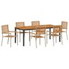 vidaXL Ensemble de salle &agrave; manger pour jardin 7 pcs Beige et Marron
