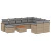 vidaXL Salon de jardin 11 pcs avec coussins beige r&eacute;sine tress&eacute;e