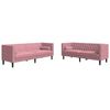 vidaXL Ensemble de canap&eacute; Chesterfield et traversins 2pcs rose velours