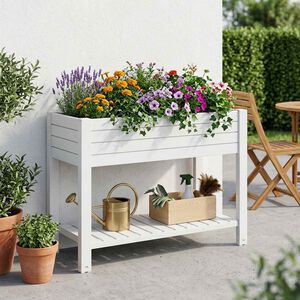 vidaXL Lit sur&eacute;lev&eacute; de jardin blanc 110x45x79 cm polypropyl&egrave;ne