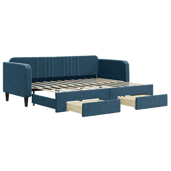 vidaXL Lit de jour avec gigogne et tiroirs sans matelas bleu 80x200 cm