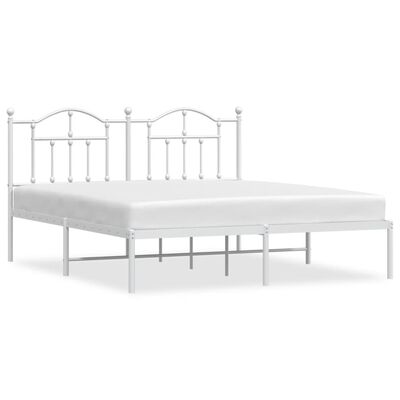 vidaXL Cadre de lit métal sans matelas et tête de lit blanc 180x200 cm