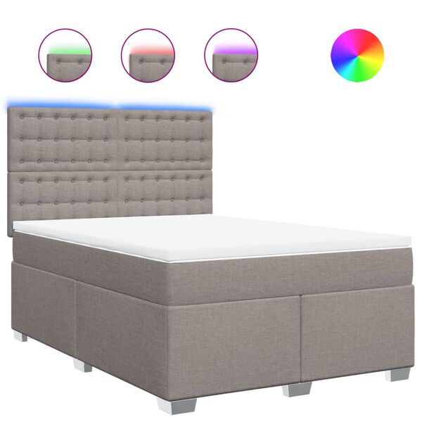vidaXL Sommier &agrave; lattes de lit avec matelas Taupe 160x200 cm Tissu