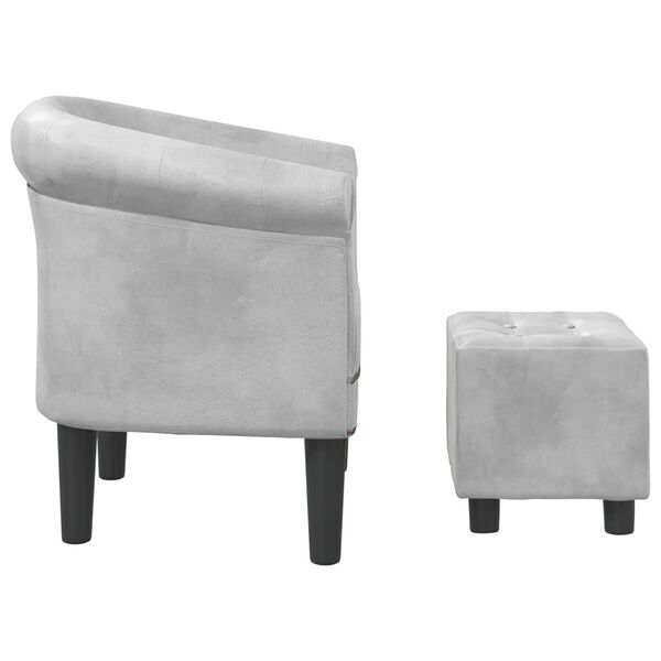 vidaXL Fauteuil avec repose-pied argent&eacute; similicuir