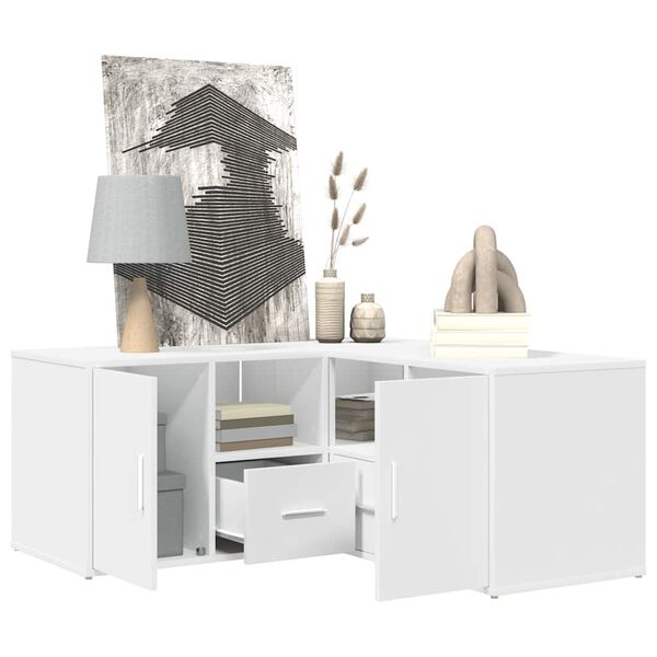 vidaXL Armoire d'angle blanc 160x40x45 cm bois d&rsquo;ing&eacute;nierie
