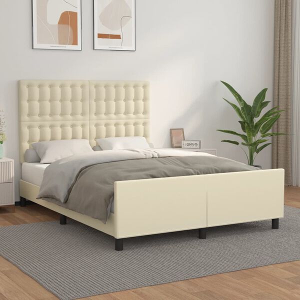 vidaXL Cadre de lit sans matelas cr&egrave;me 140x200 cm similicuir