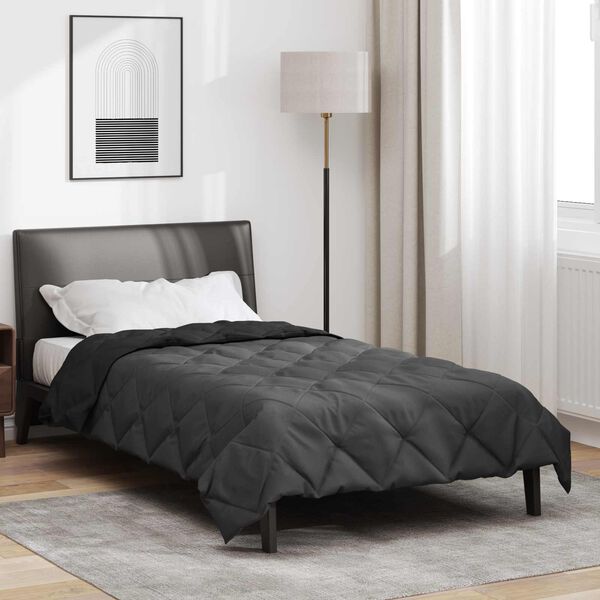 vidaXL Duvet d'&eacute;t&eacute; simple Noir et anthracite 220 x 140 cm Microfibre