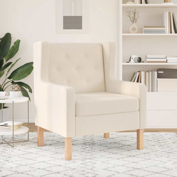 vidaXL Fauteuil blanc crème tissu