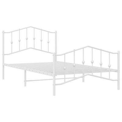 vidaXL Cadre de lit métal sans matelas et pied de lit blanc 100x200 cm