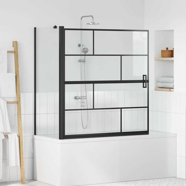 vidaXL &Eacute;cran de douche de bain Noir et Transparent 116 x 68 x 128 cm