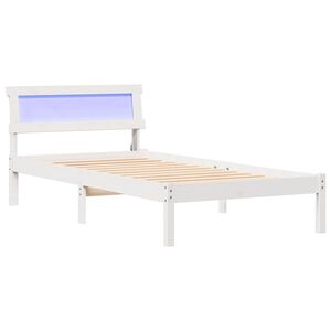 vidaXL Cadre de lit avec t&ecirc;te de lit Blanc 75 x 190 cm Pin massif