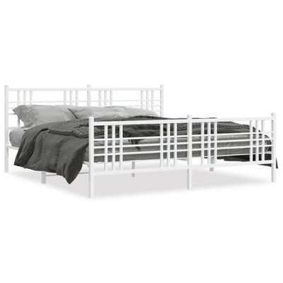 vidaXL Cadre de lit métal sans matelas et pied de lit blanc 193x203 cm