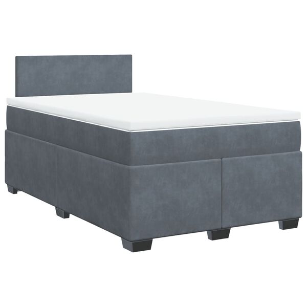 vidaXL Sommier &agrave; lattes de lit et matelas Gris fonc&eacute; 120x200cm Velours