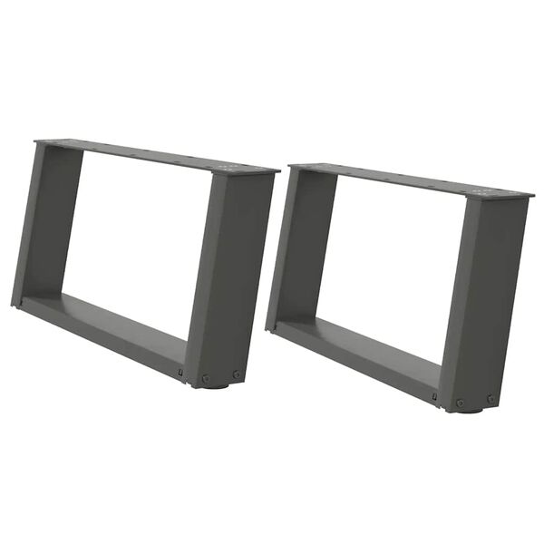 vidaXL Pieds de table basse en U 2 pi&egrave;ces Anthracite 60 x (30-31) cm Acier
