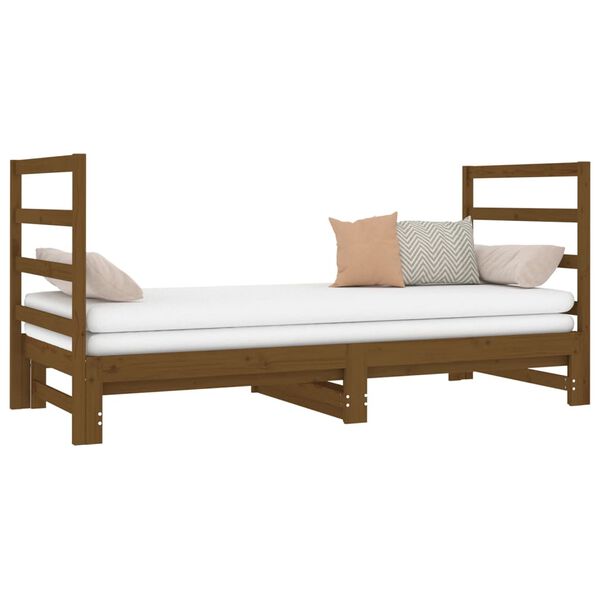vidaXL Lit coulissant sans matelas marron miel 2x(90x190) cm