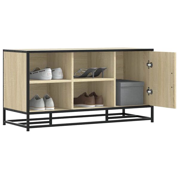 vidaXL Banc &agrave; chaussures ch&ecirc;ne sonoma bois d'ing&eacute;nierie et m&eacute;tal