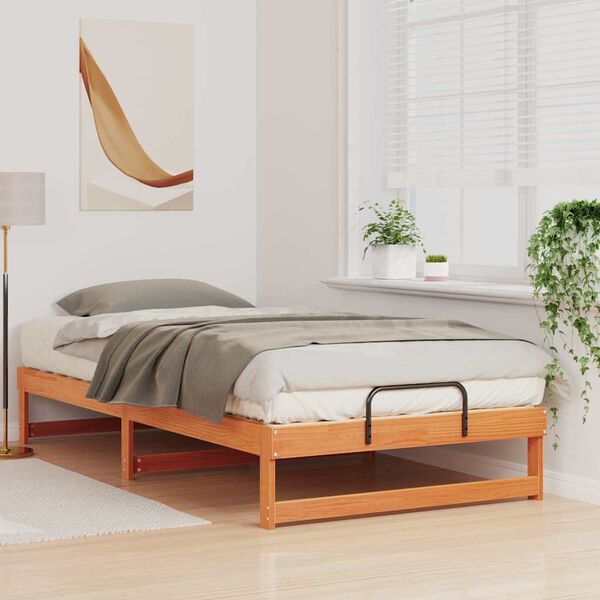 vidaXL Cadre de lit Marron 100 x 210 cm Pin massif